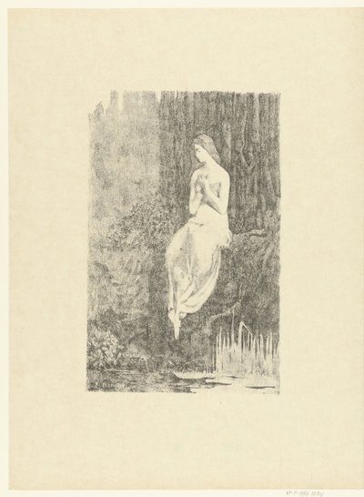 Donna seminuda seduta sulla riva di un fiume (Melancholia) da Jean Danguy