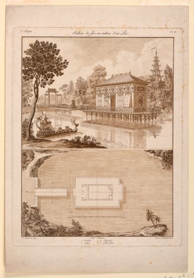 Progetto per un padiglione cinese in un lago da Jean Démosthène Dugourc