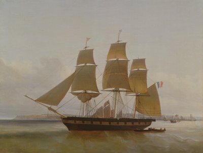 Barca a tre alberi, nel porto di Le Havre, 1846 da Jean Dominique Drouin