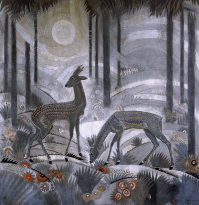 Due Cervi in una Foresta, c.1929 da Jean Dunand