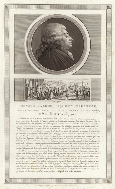 Ritratto di Honoré Gabriel Riqueti, conte di Mirabeau da Jean Duplessi Bertaux