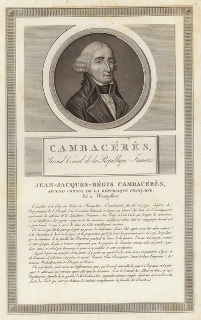 Ritratto di Jean Jacques Regis de Cambaceres da Jean Duplessi Bertaux