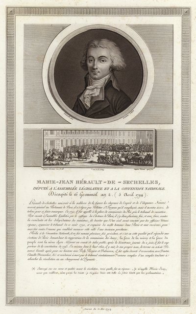 Ritratto di Marie-Jean Herault de Sechelles da Jean Duplessi Bertaux