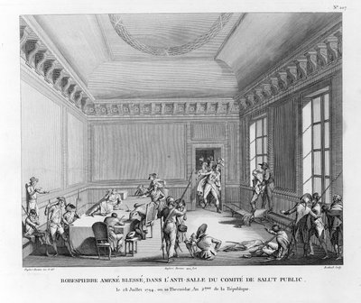 Robespierre ferito, portato nella sala d