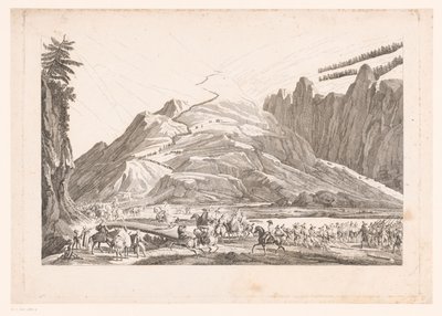 Paesaggio montano con cavalleria in viaggio da Jean Duplessis Bertaux (attributed to)