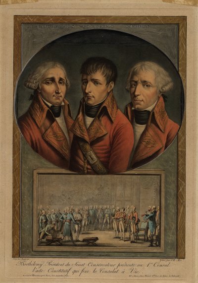 I tre consoli francesi: Jean-Jacques Régis de Cambacérès, Napoleone Bonaparte e Charles-François da Jean Duplessis Bertaux
