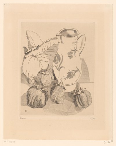 Natura morta con fragole e brocca da Jean Emile Laboureur (signed by artist)