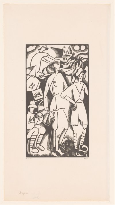 Quattro soldati in un paesaggio da Jean Emile Laboureur (signed by artist)