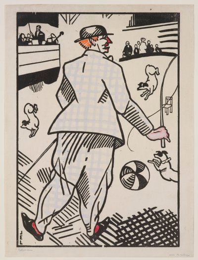 Clown con cani da Jean Emile Laboureur