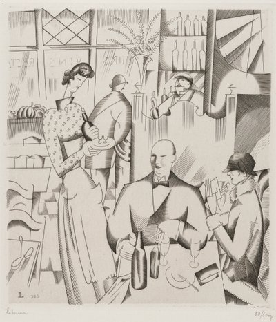 Cena al bistrot, 1923 (incisione) da Jean Emile Laboureur