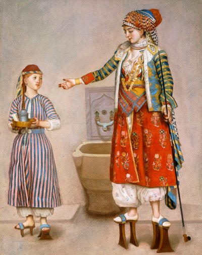 Una donna in costume turco in un hamam che istruisce la sua serva da Jean Étienne Liotard