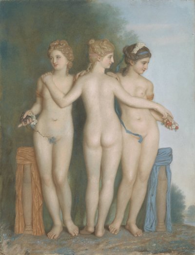 Le Tre Grazie, dopo il gruppo marmoreo antico nella Galleria Borghese, Roma da Jean Étienne Liotard