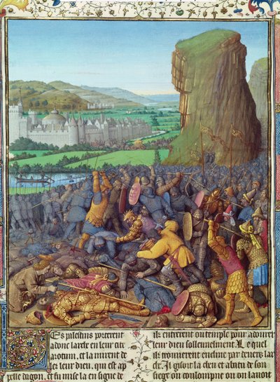 Ms Fr 247 fol.110 Vittoria degli Israeliti sui Filistei, illustrazione da 