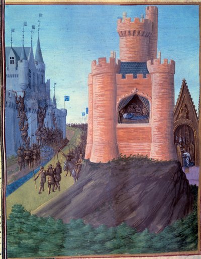 Assedio di Avignone (1226). Morte di Luigi VIII. Incoronazione di San Luigi (Luigi IX). Miniatura nelle “Grandes Chroniques de France” (251v) di Jean Fouquet da Jean Fouquet