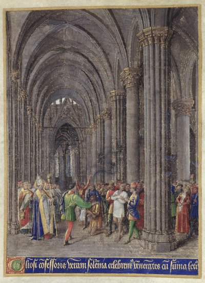San Verano che esorcizza il posseduto nel corridoio nord della Cattedrale di Notre-Dame de Paris, dalle 