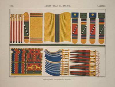 Varie armi e armi egiziane, Tebe, Biban-el-Molouk, illustrazione da "Monuments de L