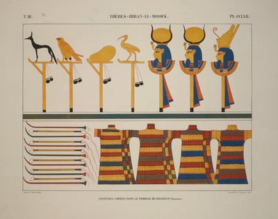 Armi e segni, Tebe, Biban-el-Molouk, illustrazione da "Monuments de L