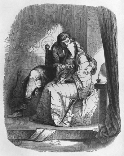 Eloisa e Abelardo che si baciano, illustrazione da 