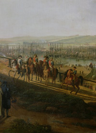 Napoleone Bonaparte (1769-1821) Visita il Campo a Boulogne nel luglio 1804, dettaglio di Napoleone e la Flottiglia, 1806 da Jean Francois Hue
