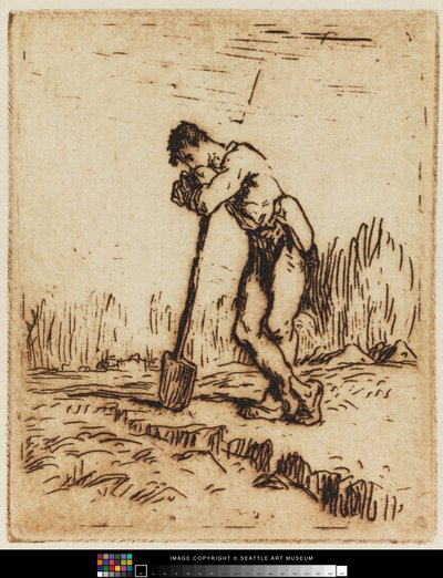 Uomo appoggiato alla sua vanga da Jean Francois I Millet