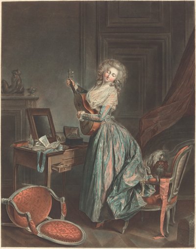 Una Donna che Suona la Chitarra, 1788-1789 da Jean Francois Janinet
