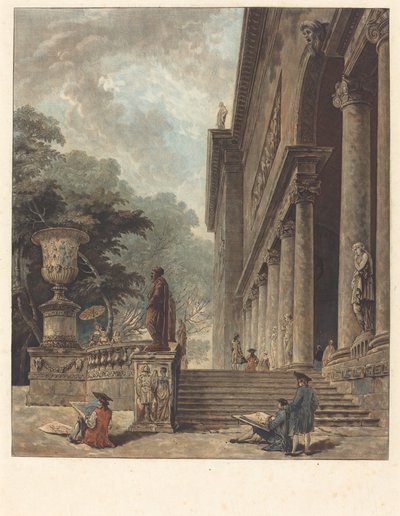 Colonnato e giardini del Palazzo Medici, ca. 1776 da Jean Francois Janinet