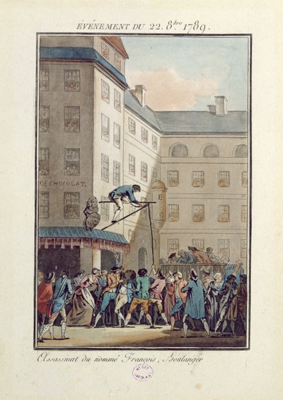 Eventi del 22 ottobre 1789: impiccagione di un uomo di nome François, un fornaio da Jean Francois Janinet