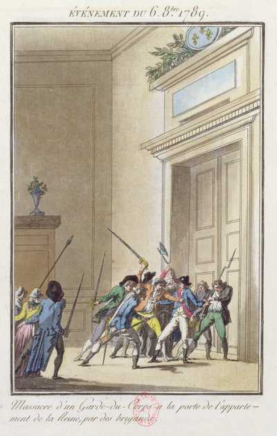 Folla di parigini che attacca e uccide la guardia all
