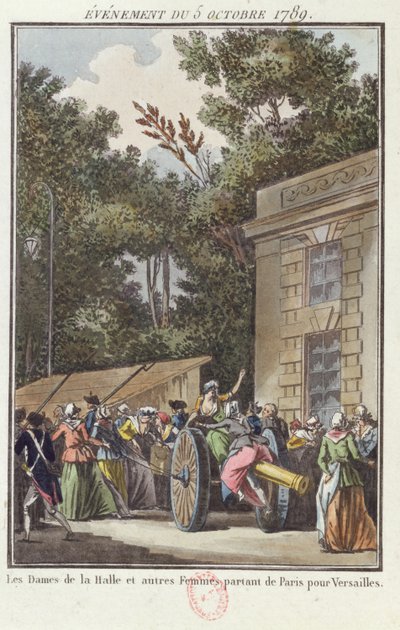 Le donne di Les Halles in marcia verso Versailles, 5 ottobre 1789 da Jean Francois Janinet