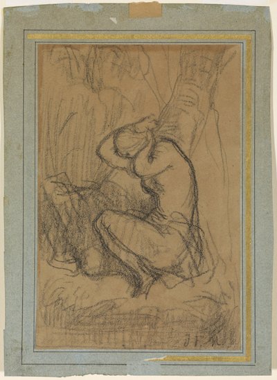 Giovane donna che si raccoglie i capelli lunghi dopo il bagno da Jean Francois Millet