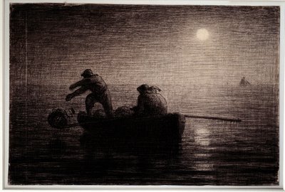 Pescatori di aragoste che gettano le loro reti, effetto notte da Jean Francois Millet
