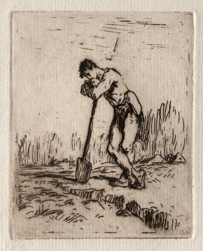Uomo appoggiato a una vanga da Jean Francois Millet