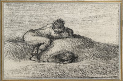 Uomo accovacciato su un rialzo, 1848 - 1850 da Jean Francois Millet