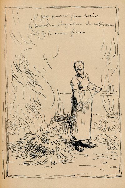 Contadino che brucia erbacce da Jean Francois Millet