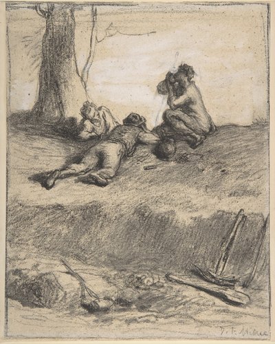 Operai stradali a pranzo, c.1850-52 da Jean Francois Millet