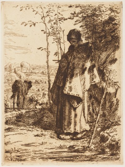Pastorella che fa la maglia da Jean Francois Millet