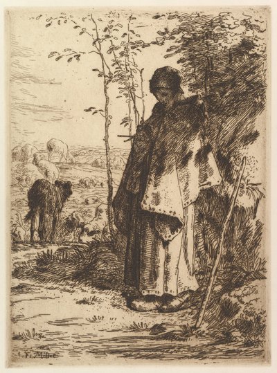 Pastorella che Fa la Maglia da Jean Francois Millet