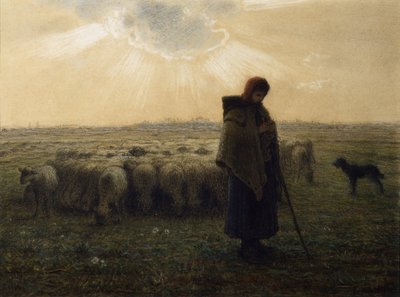 La pastorella e il suo gregge, 1862-67 da Jean Francois Millet