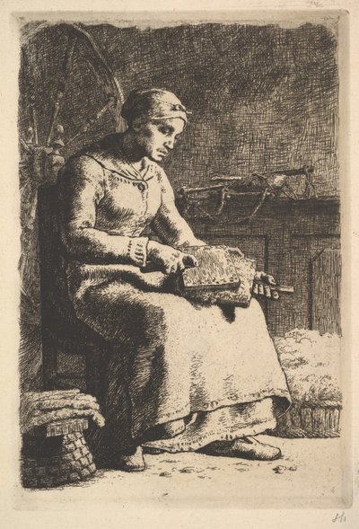 La cardatrice di lana, 1834-75 da Jean Francois Millet