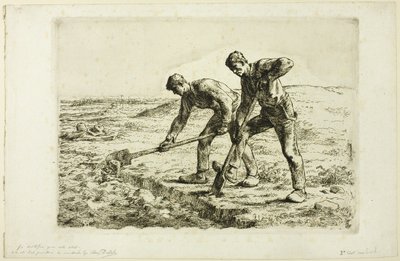Due uomini che scavano da Jean Francois Millet