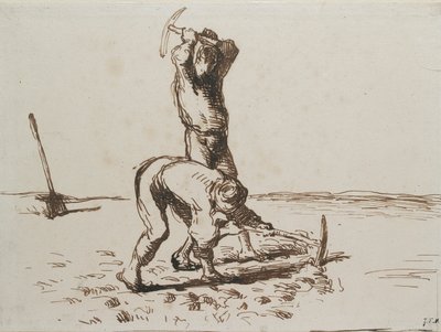 Due Contadini che Scavano con Picconi, c. 1844-1846 da Jean Francois Millet