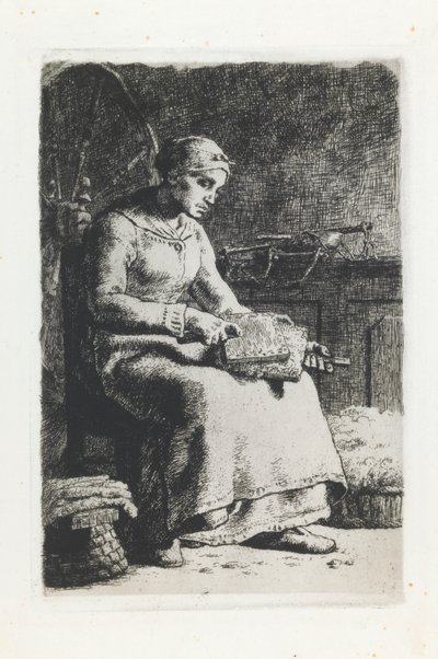 Donna che carda la lana da Jean Francois Millet