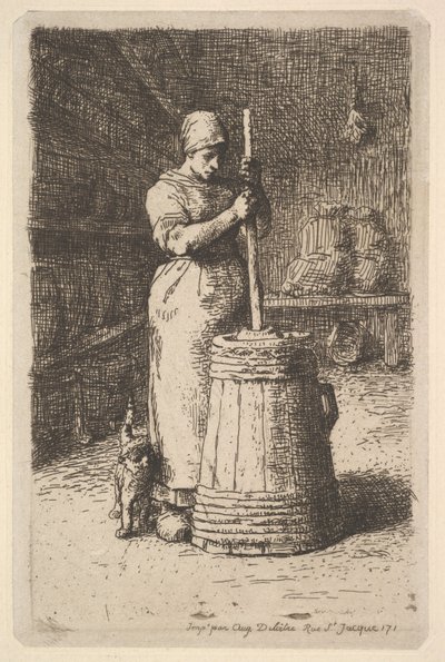 Donna che sbatte il burro, 1855-56 da Jean Francois Millet