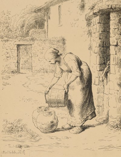 Donna che svuota un secchio, 1862 da Jean Francois Millet