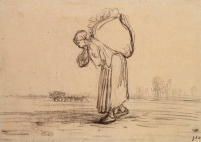 Donna che porta un sacco sulla schiena da Jean Francois Millet