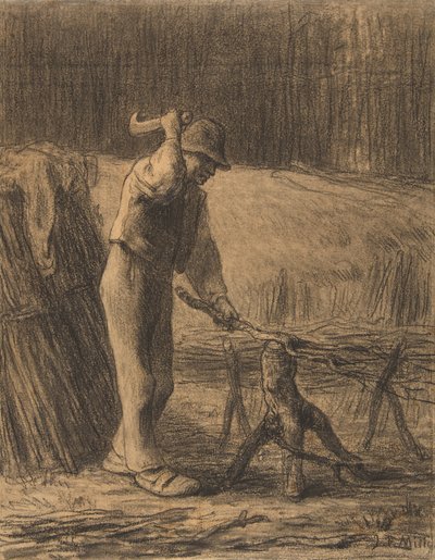 Taglialegna che taglia rami, 1853-54 da Jean Francois Millet