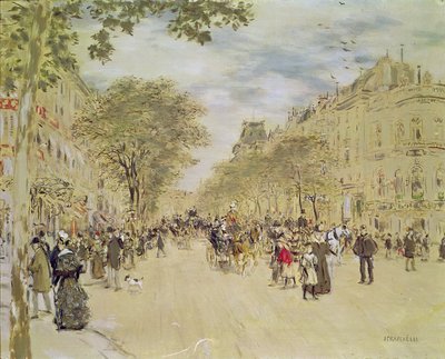 Il Padiglione di Hannover e il Boulevard des Italiens, Parigi, dopo il 1870 da Jean Francois Raffaelli
