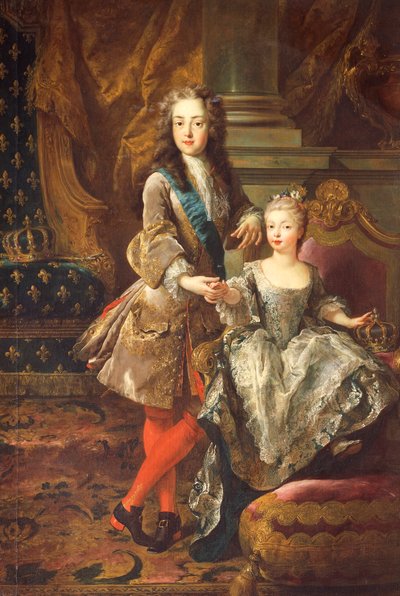 Ritratto di Luigi XV di Francia con Mariana Victoria di Spagna, Infanta di Spagna da Jean François de Troy