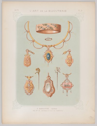 Design di Gioielli in Oro e Oro Rosa, 1879 da Jean François Barousse