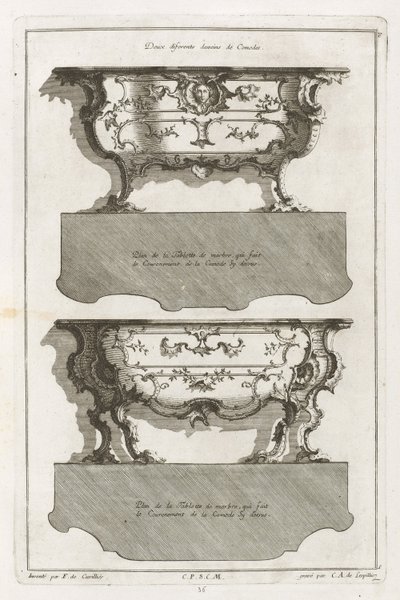 Libro di Differenti Disegni di Comò da Jean François Cuvilliés